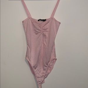 Nasty gal full bottom pink gingham bodysuit